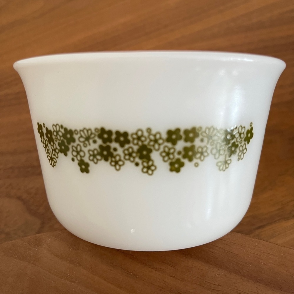 PYREX Vintage White Crazy Daisy Spring Blossom Green Pattern 4" Dish Sugar Bowl